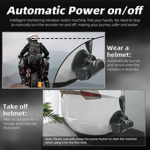 Alt view image 3 of 7 - Helmet Camera, WiFi HD 1080P 150° Wide Angle Lens Intelligent Vibration Detection Power on/Off, Starlight Night Vision Waterpoof Bike Motorcycle Helmet Dash Camera, G-Sensor (Black)