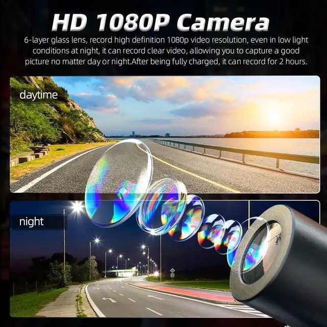 Alt view image 5 of 7 - Helmet Camera, WiFi HD 1080P 150° Wide Angle Lens Intelligent Vibration Detection Power on/Off, Starlight Night Vision Waterpoof Bike Motorcycle Helmet Dash Camera, G-Sensor (Black)