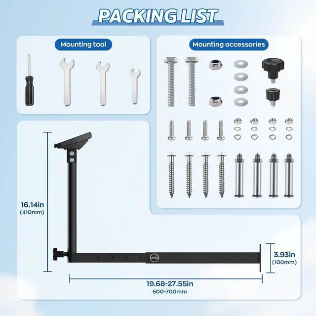 Alt view image 3 of 7 - Adjustable Starlink Gen 3 Mount, 360° Rotatable Starlink Pole Mounting Kit Compatible with V3 Starlink Standard Dish (Length-27.5 inch)