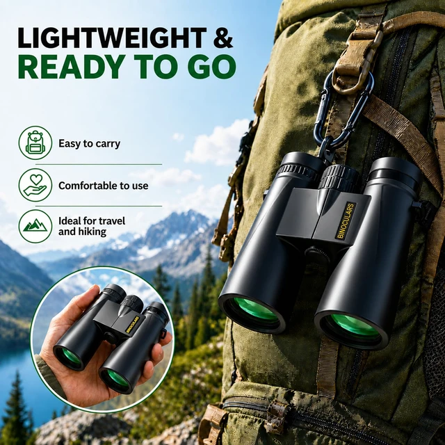 Alt view image 5 of 7 - 12x42 Binoculars for Adults, HD BAK4 Prism for Bird Watching High Powered Large Eyepiece, Lightweight Design for Travel, Hunting, Camping and Sports with Clear Viewing Experience
