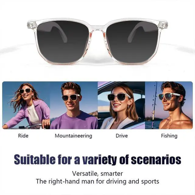 Alt view image 3 of 7 - Smart Glasses Bluetooth Audio Glasses for Men Women Dual Stereo Speakers | Open Ear Music &HD Calling, Touch &Voice Assistant, UV Protection-Transparent