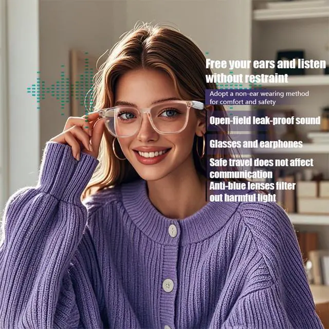 Alt view image 4 of 7 - Smart Glasses Bluetooth Audio Glasses for Men Women Dual Stereo Speakers | Open Ear Music &HD Calling, Touch &Voice Assistant, UV Protection-Transparent