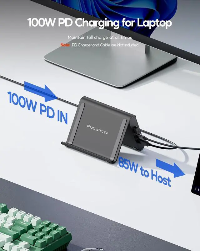 Alt view image 6 of 7 - Laptop Docking Station Dual Monitor 4K@60Hz, 3*USB-C/A 10Gbps, Plug & Play | 10-in-1 USB C Hub with 2 HDMI, 6x USB A/USB C, Vertical Stand Dock for Surface Pro 11/10/9/8 & Windows Laptops, Black