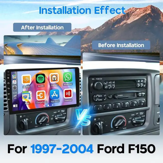 Alt view image 2 of 7 - 4+64G 10.1 inch Car Stereo Radio Upgraded for 1997 1998-2004 Ford F150 | Double Din GPS Navi Head Unit Touch Screen Android 14 with Wireless Carplay Android Auto-/FM/SWC/WiFi/Bluetooth/Camera