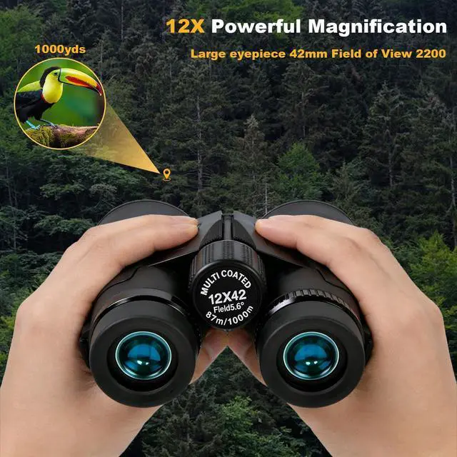 Alt view image 7 of 7 - 12x42 HD Binoculars for Adults High Powered with Phone Adapter Tripod | Bird Watching Binoculars Compact BAK4 Prism FMC Lens Waterproof Low Light Vision Binoculars for Cruise Ship,Hunting,Hiking