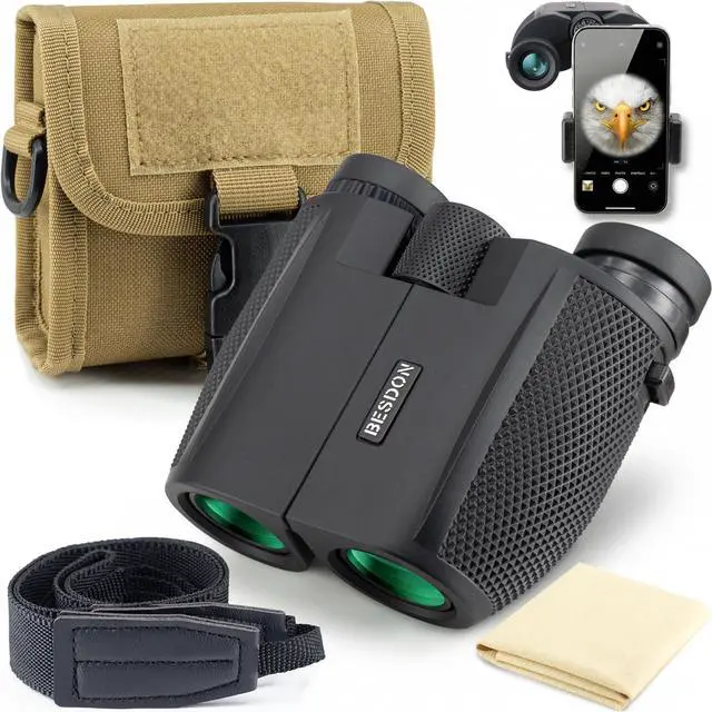 Main image of 12x25 Compact Binoculars for Adults and Kids - Small Pocket Binoculars with 600D MOLLE Pouch - Phone Adapter and Wide Strap for Cruise Travel Hiking Bird Watching Concerts Outdoor Gift