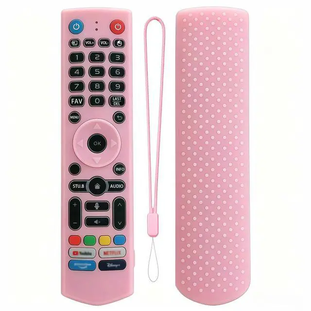 Main image of Silicone Remote Case for VSeeBox V3 Pro/V5 Pro/V3 Plus, Glow in Dark Pink | Compatible with V3/V5/V1 Max/Elite/Max Remote Control,Shockproof, Washable, Anti-Slip Cover, with Lanyard