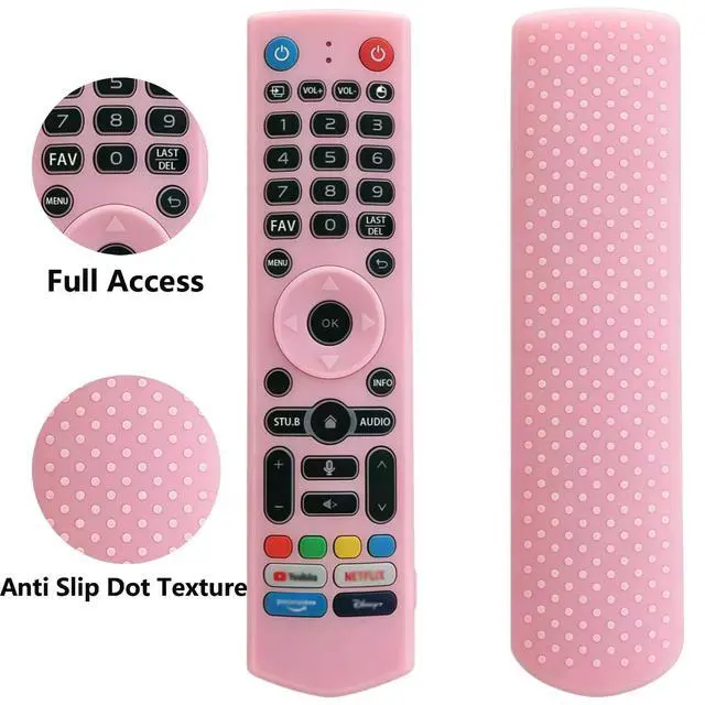 Alt view image 4 of 4 - Silicone Remote Case for VSeeBox V3 Pro/V5 Pro/V3 Plus, Glow in Dark Pink | Compatible with V3/V5/V1 Max/Elite/Max Remote Control,Shockproof, Washable, Anti-Slip Cover, with Lanyard