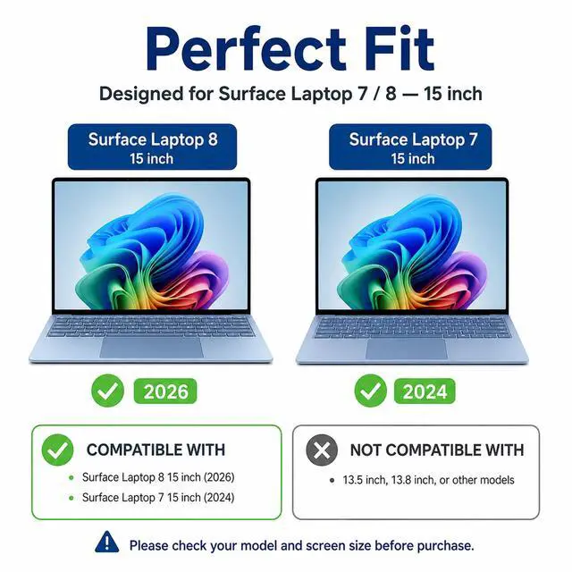 Alt view image 2 of 7 - Screen Protector for Surface Laptop 8 15" - 9H Tempered Glass, ArmorShield Series - Also Fits Laptop 7 15"