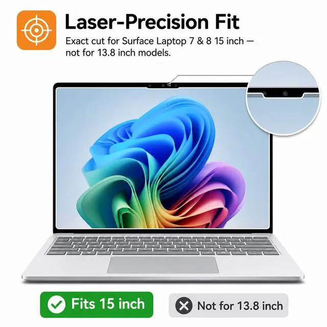 Alt view image 6 of 7 - Screen Protector for Surface Laptop 8 15" - 9H Tempered Glass, ArmorShield Series - Also Fits Laptop 7 15"