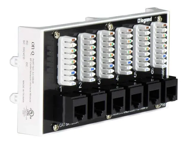 Alt view image 2 of 4 - Home Theater Patch Panel, 6 Port Interface Module, Cat 6A Network Patch Panel for Wired Ethernet Connection, Black, AC106A6