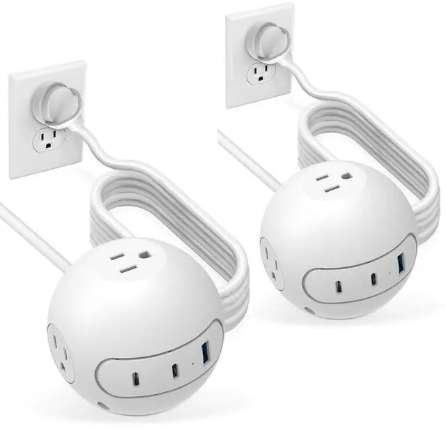 Main image of 20W USB C Power Strip 15 ft Cord,3 Widely Outlets and 3 USB Ports(2 USB C Port),15 ft Extension Cord,Power Delivery Charging for Dorm Rooms,Home Office,White(2 Pack)