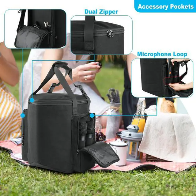 Alt view image 3 of 7 - Travel Carrying Backpack for Bose S1 Pro/Bose S1 Pro+, Slip Cover Case with Shoulder Strap &Accessory Pocket, Portable Carry Bag Holder w Handle Strap for Bose Speaker