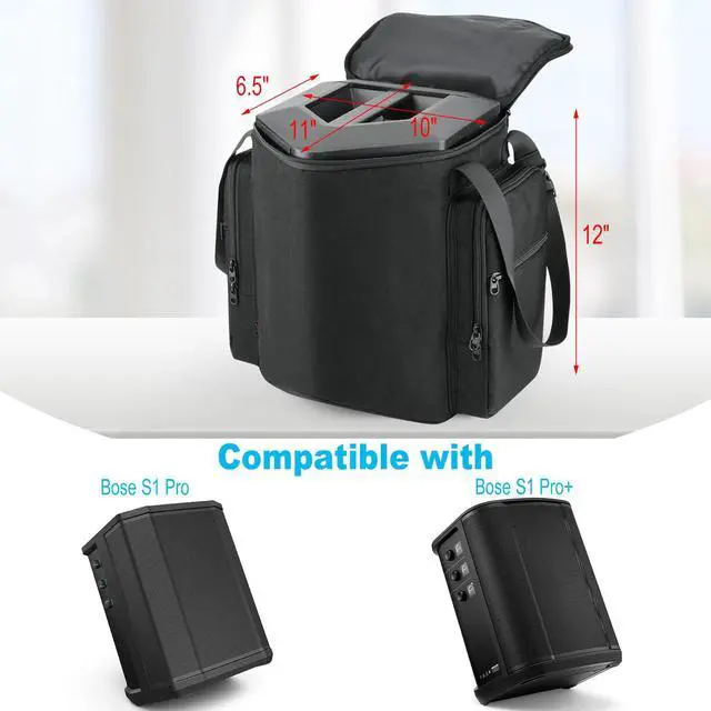 Alt view image 2 of 7 - Travel Carrying Backpack for Bose S1 Pro/Bose S1 Pro+, Slip Cover Case with Shoulder Strap &Accessory Pocket, Portable Carry Bag Holder w Handle Strap for Bose Speaker
