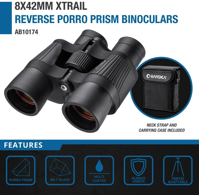 Alt view image 4 of 7 - 8x42mm X-Trail Binoculars Compact High Power, Ruby Multi-Coated Optics, 42mm Lens, Rubber Grip, Center Focus, for Bird Watching & Hunting