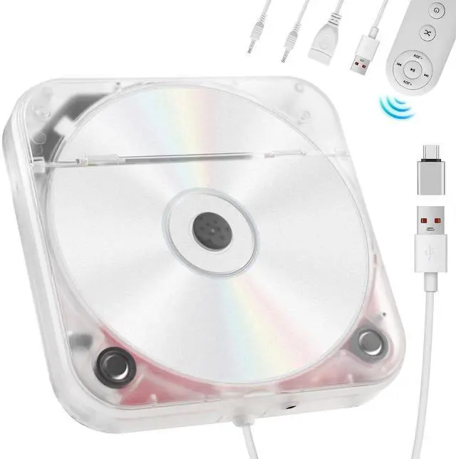Main image of Portable External CD Player for Car USB Port AUX Port, Car CD Player with USB C Adapter Extension Cable, for Car Without CDs Player, Automobile, Laptop, TV, Work Vertically and Horizontally