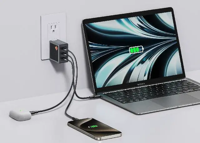 Alt view image 3 of 4 - 65W GaN USB-C Charger, 3-Port, for iPhone, MacBook, iPad, No-Reset
