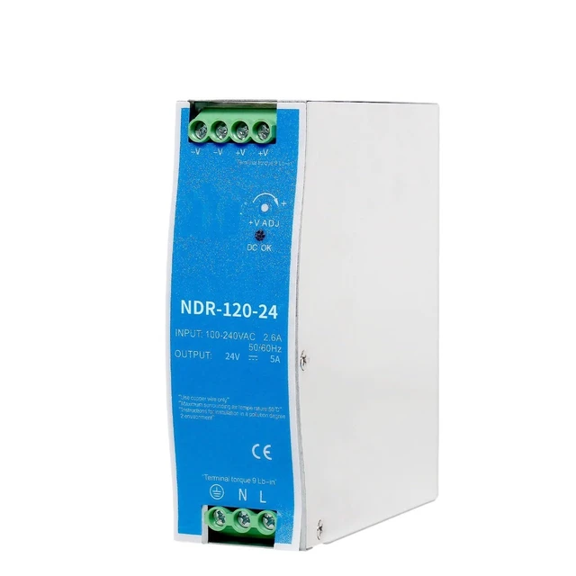 Alt view image 3 of 7 - 24VDC DIN Rail Power Supply NDR120-24 120W 24v 5a Power Supply Output 24VDC 5A with Dual Output 120vac to 24vdc Power Supply