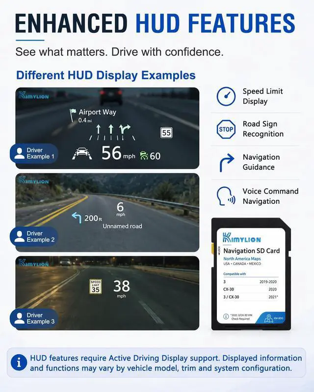 Alt view image 4 of 7 - Navigation SD Card BDGF66EZ1B for Select Mazda 3 2019-2021, CX-30 2020-2021 | USA/Canada/Mexico Offline Maps, Plug & Play, HUD Support, No Data Needed; Check 2021 VIN Compatibility