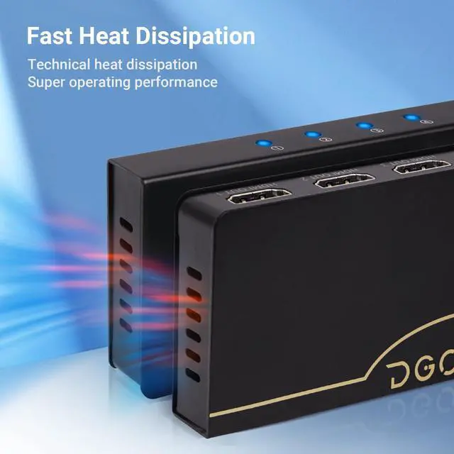 Alt view image 6 of 6 - 8K@60Hz HDMI Splitter 1 in 4 Out, 1x4 Power HDMI 2.1 Splitter 4 Ports Distributor Box, Support 4K@120HZ HDCP 2.3 3D HDR 48 Gbps for HDTV, Fire Stick, PS5, Xbox, Blu Ray(HDsplit8K-4P)