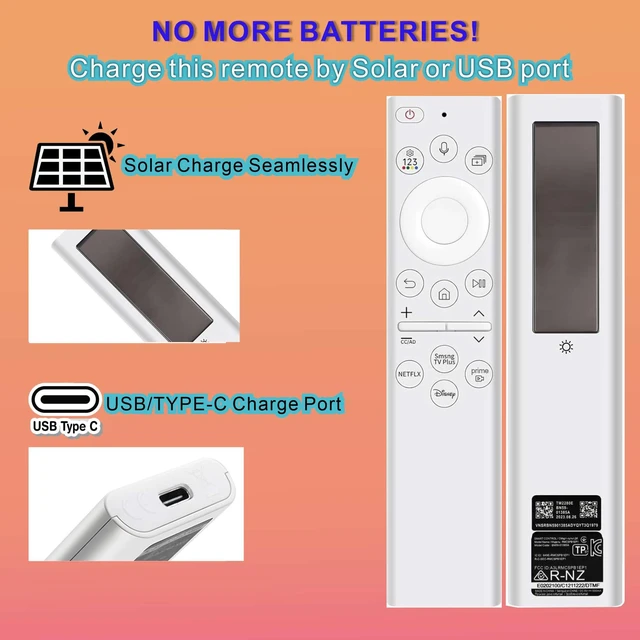 Alt view image 2 of 7 - for Samsung Frame TV Remote, for 2018-2025 Samsung Remote Control for Smart TV with Voice Control. with Solarcell