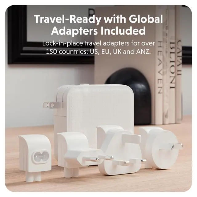 Alt view image 7 of 7 - Juice® 100W GaN Safety Tested Travel Charger - Quad-Port GaN Charger for iPhone, iPad, MacBook, Smartphone, & Laptop - Compact Type C Charger Fast Charging Phone Charger for 4 Devices (White)