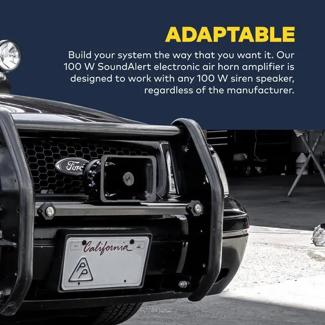 Alt view image 5 of 7 - SoundAlert 100W Electronic Air Horn for Car Truck Police Emergency | Amplifier, Manual Control or Stock Horn Bypass, IP67 Waterproof, 100W Speaker Compatible
