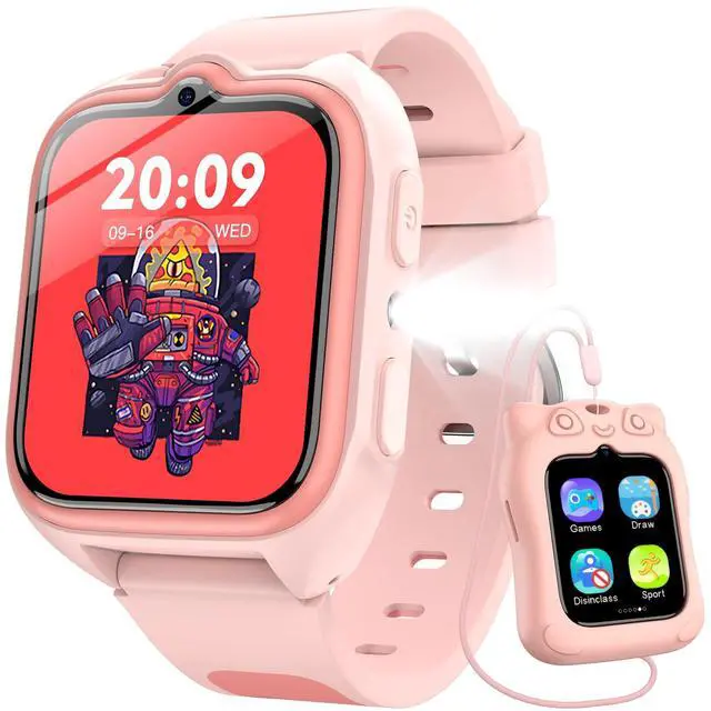Main image of Smart Watch for Kids No APP/Phone Needed, 1.75" Fitness Tracker Watch Pedometer with Video Music/Alarm Clock/Flashlight/IP68 Waterproof/Step Counter/Puzzle Games for Girls Boys Teens 4-12Pink