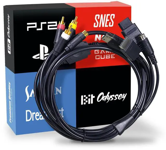 Main image of Premium S-Video AV Combo Cable, 6 ft, for SNES/N64/GameCube. PS1-2, Saturn/Dreamcast, Enhanced Video for Retro Gaming