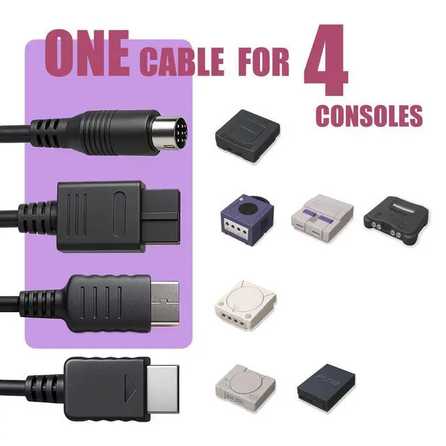 Alt view image 2 of 7 - Premium S-Video AV Combo Cable, 6 ft, for SNES/N64/GameCube. PS1-2, Saturn/Dreamcast, Enhanced Video for Retro Gaming