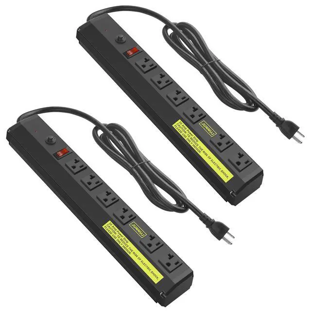 Main image of 20 Amp Power Strip Surge Protector 4800J 2 Pack, Heavy Duty 6 Outlet Metal Multi Angle Mount, Wide Spaced 6-20R T-Slot with Circuit Breaker,12 Gauge Extension Cord 6ft