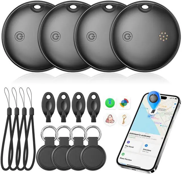 Main image of 2026 Air Tags for Android-4 Pack,Dual System for iOS Find My & Android Find Hub,Replaceable Battery,Loud Ring,IP68 Waterproof,Smart Bluetooth Tracker for Keys,Luggage,Dog,Wallets