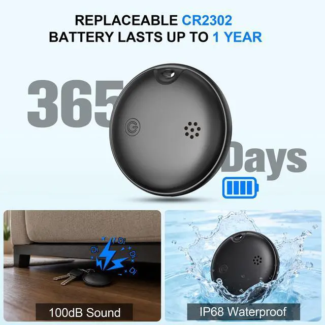 Alt view image 4 of 7 - 2026 Air Tags for Android-4 Pack,Dual System for iOS Find My & Android Find Hub,Replaceable Battery,Loud Ring,IP68 Waterproof,Smart Bluetooth Tracker for Keys,Luggage,Dog,Wallets