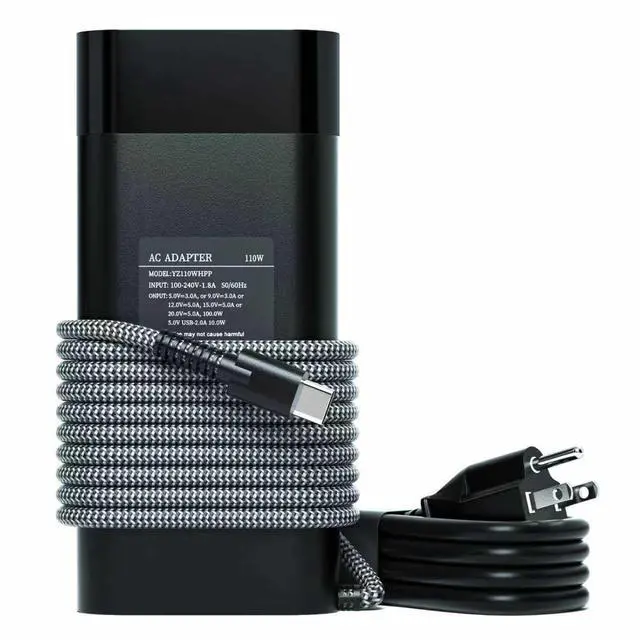 Main image of 110W USB C Charger Fast Charging Build-in Braided Cable | Universal Laptop Power Adapter Compatible With HP Spectre, Pavilion, ZBook Series And More USB-C Devices