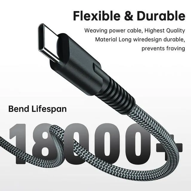 Alt view image 3 of 7 - 110W USB C Charger Fast Charging Build-in Braided Cable | Universal Laptop Power Adapter Compatible With HP Spectre, Pavilion, ZBook Series And More USB-C Devices
