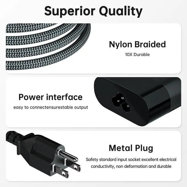 Alt view image 2 of 7 - 110W USB C Charger Fast Charging Build-in Braided Cable | Universal Laptop Power Adapter Compatible With HP Spectre, Pavilion, ZBook Series And More USB-C Devices