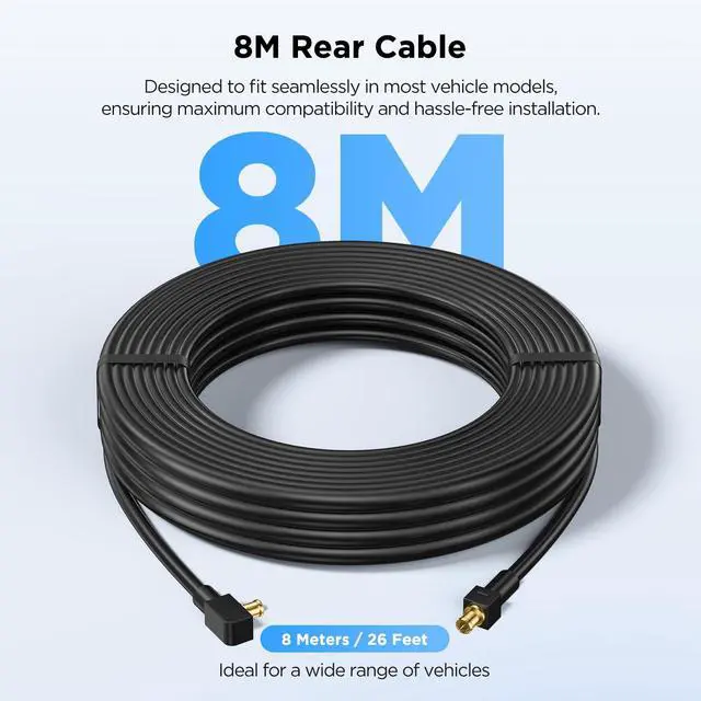 Alt view image 6 of 7 - Rear Cable 26FT/8M for A329S Series Dash Camera