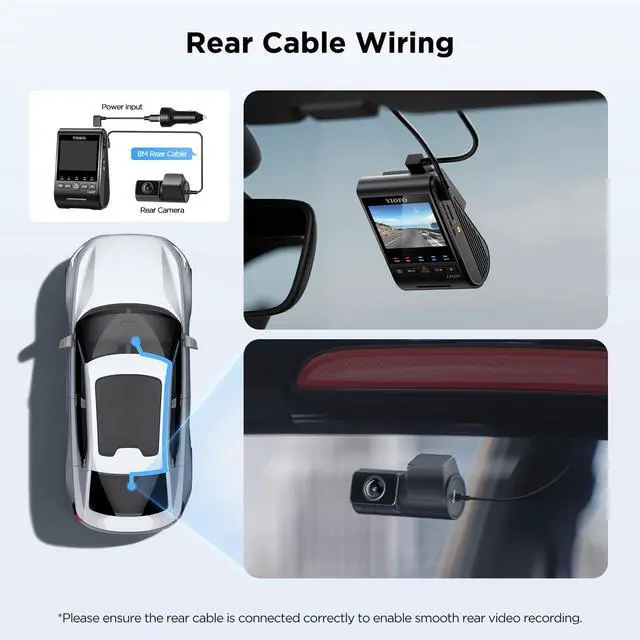 Alt view image 3 of 7 - Rear Cable 26FT/8M for A329S Series Dash Camera