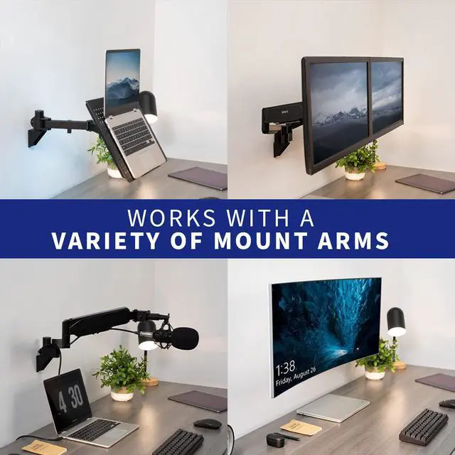 Alt view image 6 of 7 - Wall Mount Conversion Pole Bracket, for Single or Dual Monitor Mount Arms, Standard 1-3/8 inch Diameter, Universal Compatibility, Weight Capacity 44 lbs, Black, MOUNT-WCB01