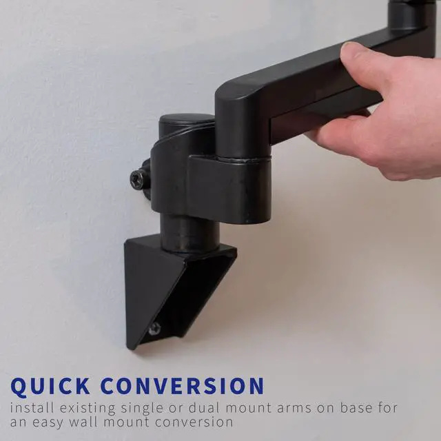 Alt view image 5 of 7 - Wall Mount Conversion Pole Bracket, for Single or Dual Monitor Mount Arms, Standard 1-3/8 inch Diameter, Universal Compatibility, Weight Capacity 44 lbs, Black, MOUNT-WCB01