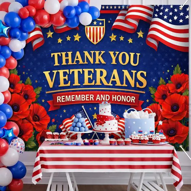 Alt view image 2 of 7 - 4th of July Backdrop Decorations 8 x 6 FT | Patriotic Backdrop Independence Day Banner Holiday Display Flag Decor for Yard Wall Photo Booth Stars
