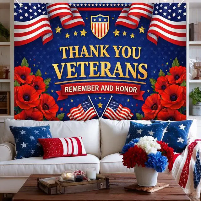 Alt view image 4 of 7 - 4th of July Backdrop Decorations 8 x 6 FT | Patriotic Backdrop Independence Day Banner Holiday Display Flag Decor for Yard Wall Photo Booth Stars