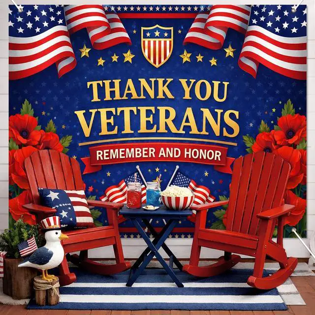 Alt view image 7 of 7 - 4th of July Backdrop Decorations 8 x 6 FT | Patriotic Backdrop Independence Day Banner Holiday Display Flag Decor for Yard Wall Photo Booth Stars