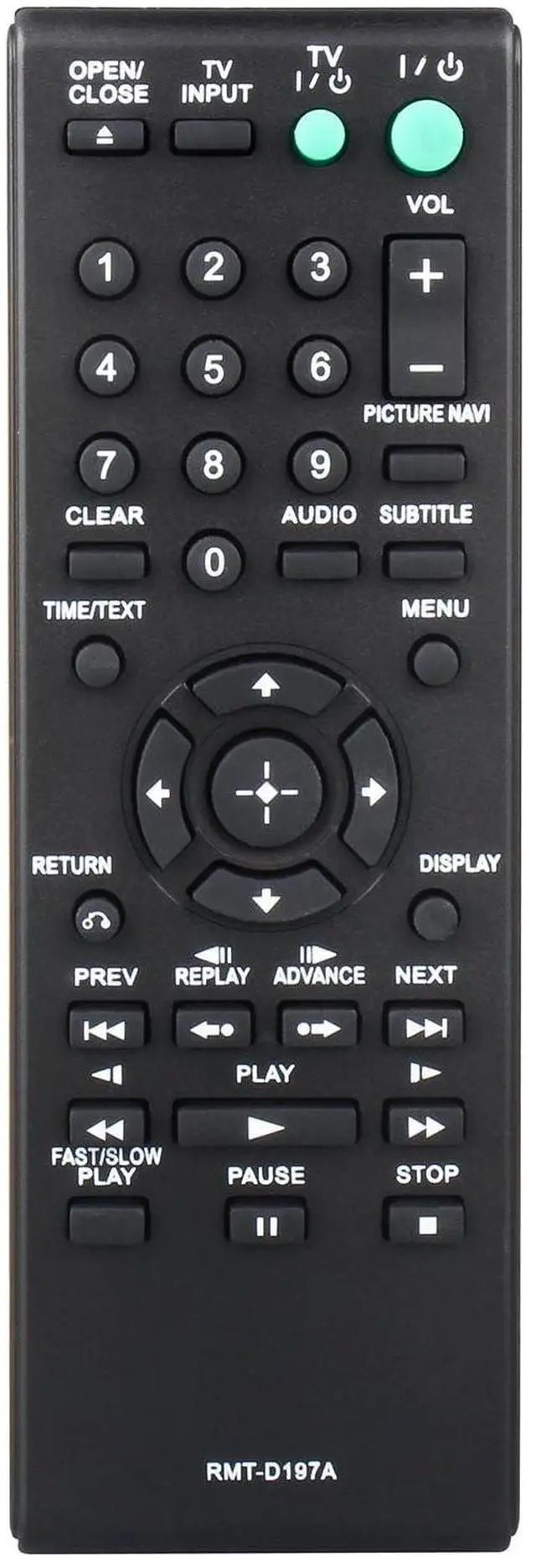Main image of RMT-D197A for Sony DVD Player Remote: Replacement Sony DVD Remote for Sony DVP-SR510H DVP-SR210 DVP-SR210P DVP-SR510 DVP-NS57P DVP-NS710H