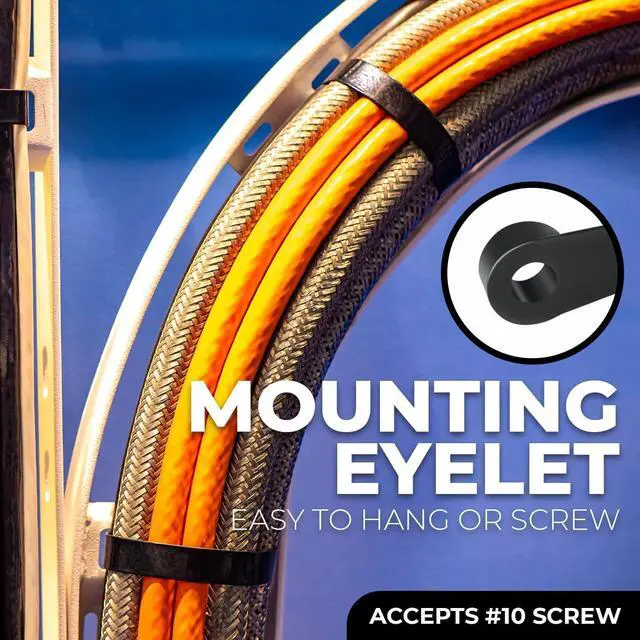 Alt view image 6 of 7 - Black Cable Ties 1,000 Pcs Cable Zip Ties 8 Inch with Screw Down Hole for Mounting- Strong Nylon Wire Ties with 50 Lbs Tensile Strength Cable Management Ties for Outdoor & Indoor