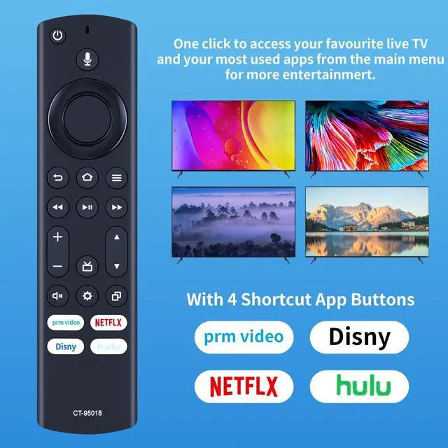 Alt view image 3 of 7 - CT-95018 Replacement Voice Remote Control Compatible for Toshiba Insignia 4K LED UHD Smart TV 40C350KU 43C350KU 50C350KU 55C350KU 65C350KU 75C350KU NS-24F202NA22 NS-42F201NA22 NS-55F301NA22