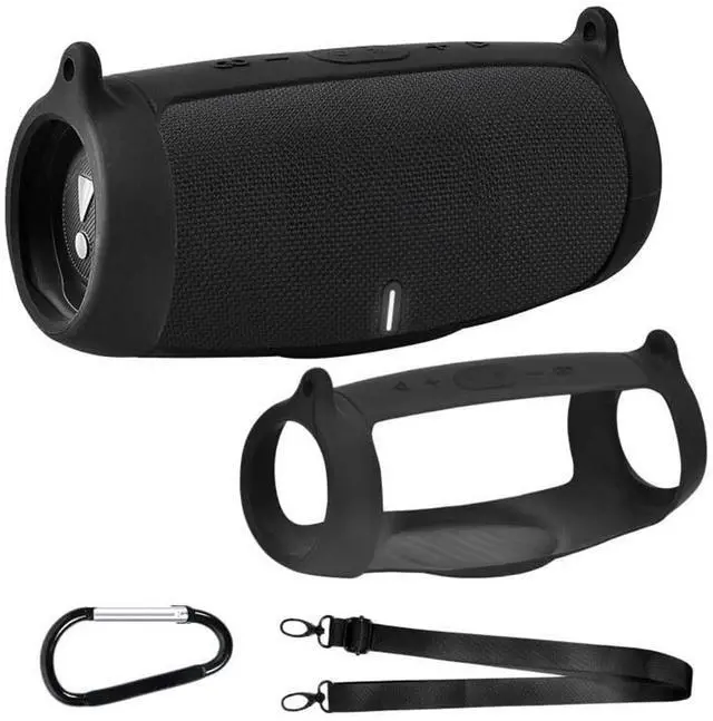 Main image of Silicone Case Cover for JBL Charge 5 Portable Bluetooth Speaker | Travel Gel Soft Skin,Waterproof Rubber Carrying Pouch with Strap (Black)