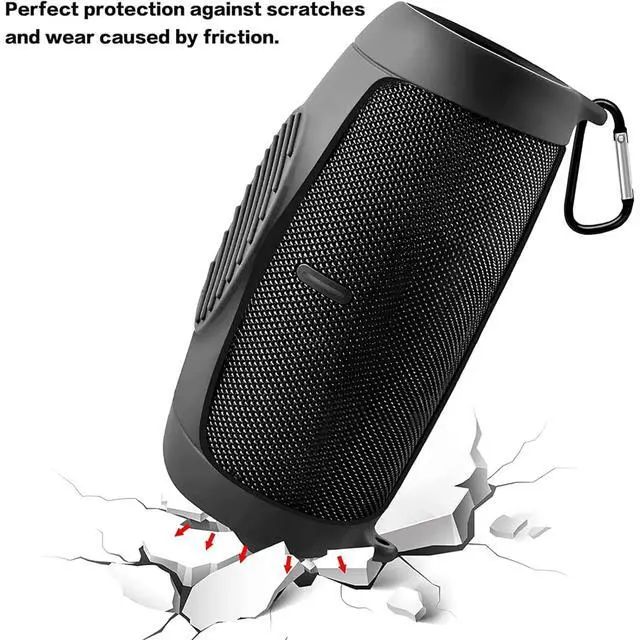 Alt view image 3 of 7 - Silicone Case Cover for JBL Charge 5 Portable Bluetooth Speaker | Travel Gel Soft Skin,Waterproof Rubber Carrying Pouch with Strap (Black)