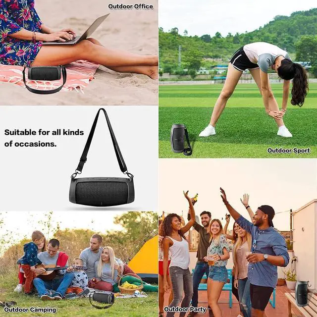Alt view image 5 of 7 - Silicone Case Cover for JBL Charge 5 Portable Bluetooth Speaker | Travel Gel Soft Skin,Waterproof Rubber Carrying Pouch with Strap (Black)