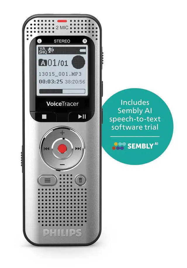 Alt view image 4 of 7 - DVT2015 VoiceTracer Audio Recorder, Stereo, MP3, 8 GB, Including Speech-to Text Sembly Trial